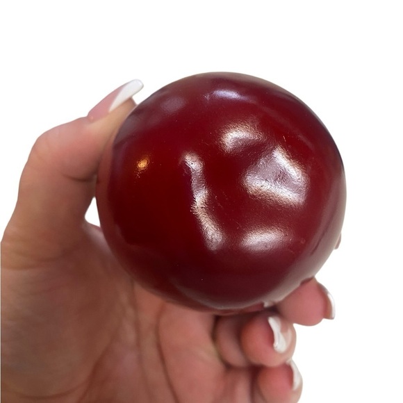 Wooden Red Apple Brass leaf Paperweight Home Decor - Set of two - Picture 8 of 8